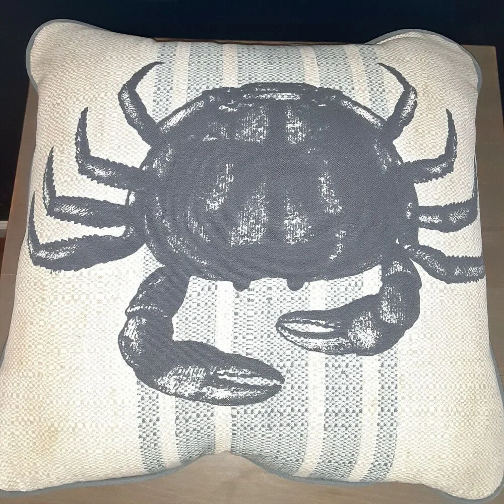 THREShOLD Blue Crab Pillow, 16 x 16 Coastal, Beachy, Cottage